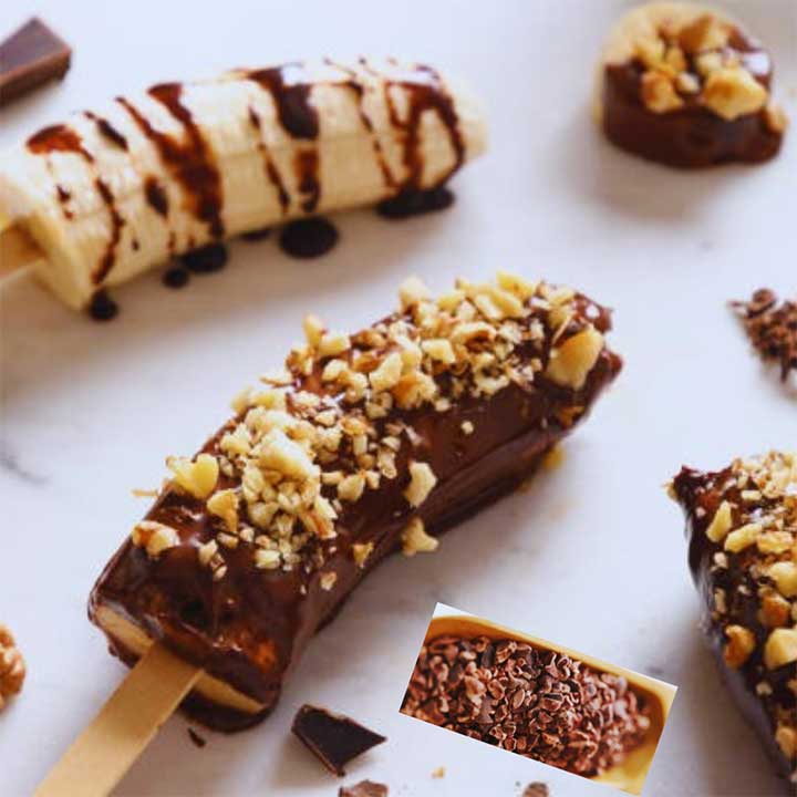 Cacao Nibs Frozen Banana Popsicle